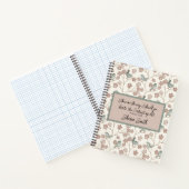 Whimsical Pastel Roze & Sage Groene Bloemenvogel Notitieboek (Binnen)