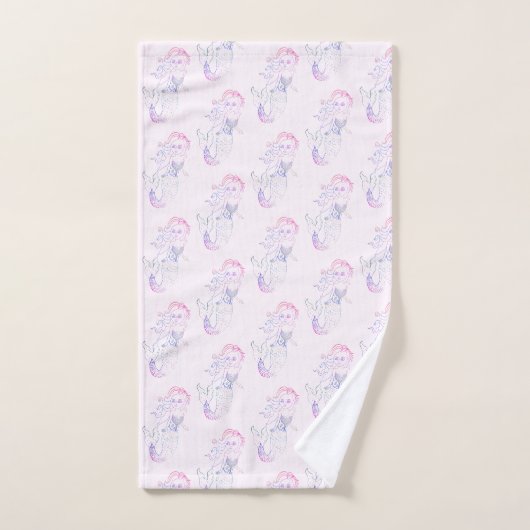 Whimsical Pastel Roze Zeemeermin Patroon Print Bad Handdoek (Handdoek)