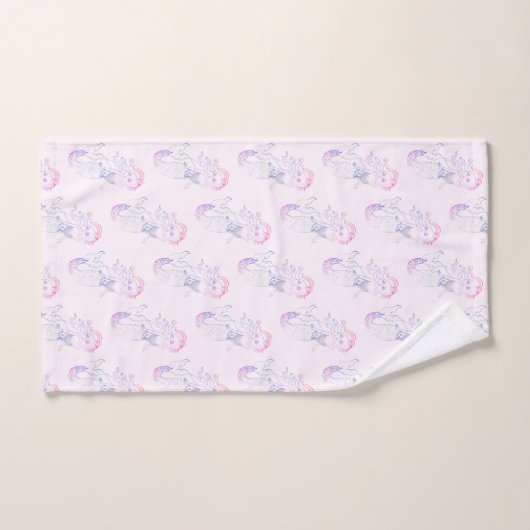 Whimsical Pastel Roze Zeemeermin Patroon Print Bad Handdoek (Handdoek)