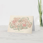 Whimsical Pastel Script Merry Christmas Feestdagen Kaart (Voorkant)