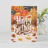 Whimsical Pastel Seizoen Herfst Herfst Happy Birth Kaart (Staand voorkant)