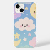 Whimsical Pastel Sky – Cute Clouds, Moons & Stars Case-Mate iPhone Case (Achterkant)