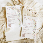 Whimsical Pastel Spring Wildflower bruiloft detail Informatiekaartje