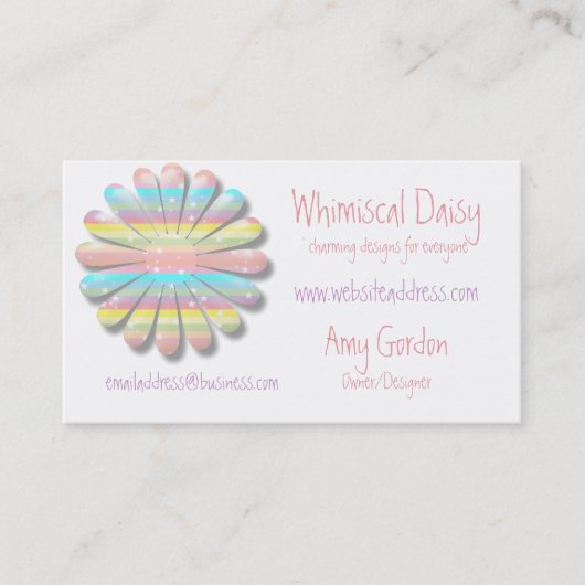 Whimsical Pastel Star Daisy Flower Visitekaartje (Voorkant)