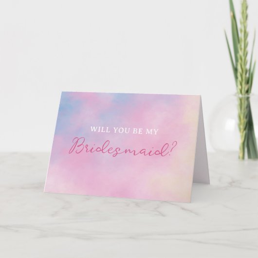 Whimsical Pastel Sunset Lover Bruidsmeisje Voorste Kaart (Voorkant)