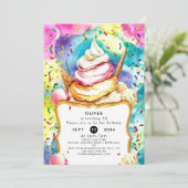 Whimsical Pastel Swirl Ice Cream Verjaardag Kaart (Staand voorkant)