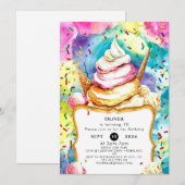 Whimsical Pastel Swirl Ice Cream Verjaardag Kaart (Voorkant / Achterkant)