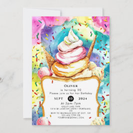 Whimsical Pastel Swirl Ice Cream Verjaardag Kaart