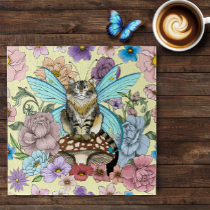 Whimsical Pastel Tabby Feeënkat Bloemrijke Fantasi Legpuzzel