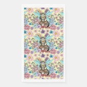 Whimsical Pastel Tabby Feeënkat Bloemrijke Fantasi Servet (Voorkant)