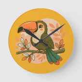 Whimsical Pastel Toekan Ronde Klok (Voorkant)