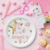 Whimsical Pastel Unicorn Pony Party Papieren Bordje (Feest)