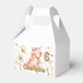 Whimsical pastel unicorn wilde bloem verjaardag bedankdoosjes (Voorkant Zijde)