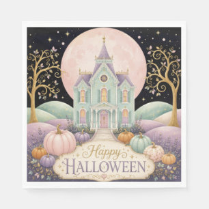 Whimsical Pastel Victoriaans Gehekeld Huis Hallowe Servet