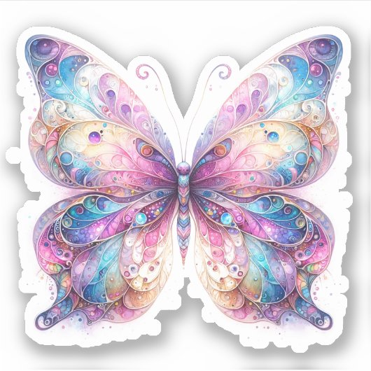 Whimsical Pastel Vlinder Stickers (Voorkant)