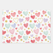Whimsical Pastel Watercolor Heart & Gold Leaf Inpakpapier Vel (Voorkant 2)
