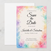 Whimsical Pastel Watercolor Romantische Bruiloft Save The Date (Voorkant / Achterkant)
