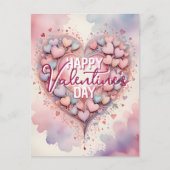 Whimsical Pastel Waterverf Hart Valentijnsdag Briefkaart (Voorkant)