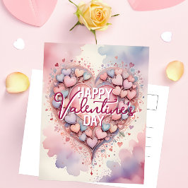Whimsical Pastel Waterverf Hart Valentijnsdag Briefkaart