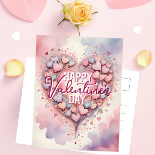 Whimsical Pastel Waterverf Hart Valentijnsdag Briefkaart