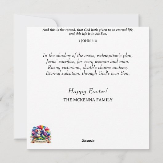 Whimsical Pastel Waterverf Konijnenthee Pasen Feestdagenkaart (Achterkant)