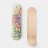 Whimsical Pastel Waterverf Wildflower Meadows Persoonlijk Skateboard (Voorkant)