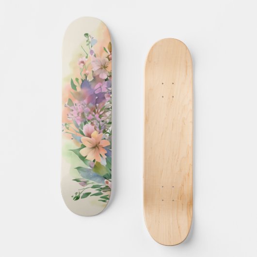 Whimsical Pastel Waterverf Wildflower Meadows Persoonlijk Skateboard (Voorkant)