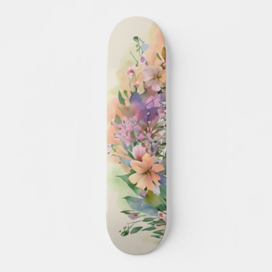 Whimsical Pastel Waterverf Wildflower Meadows Persoonlijk Skateboard (Voorkant)