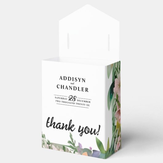 Whimsical Pastel Waterverf Wildflower Wedding Bedankdoosjes (Geopend)