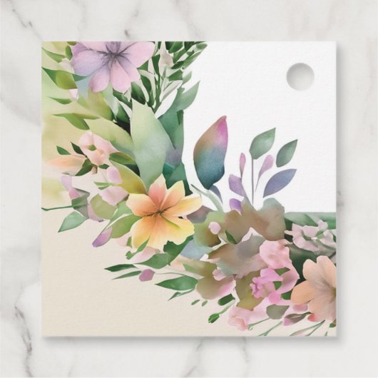 Whimsical Pastel Waterverf Wildflower Wedding Bedankjes Labels (Achterkant)