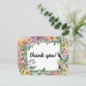 Whimsical Pastel Waterverf Wildflower Wedding Briefkaart (Staand voorkant)