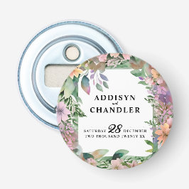 Whimsical Pastel Waterverf Wildflower Wedding Button Flesopener