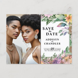 Whimsical Pastel Waterverf Wildflower Wedding Feestdagenkaart