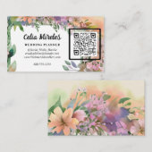 Whimsical Pastel Waterverf Wildflower Wedding Informatiekaartje (Voorkant / Achterkant)