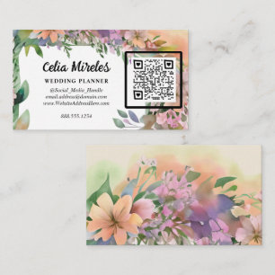 Whimsical Pastel Waterverf Wildflower Wedding Informatiekaartje