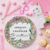 Whimsical Pastel Waterverf Wildflower Wedding Papieren Bordje (Feest)