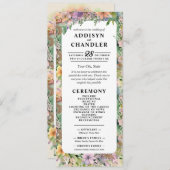 Whimsical Pastel Waterverf Wildflower Wedding Programmakaart (Voorkant / Achterkant)
