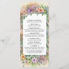 Whimsical Pastel Waterverf Wildflower Wedding Programmakaart