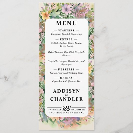 Whimsical Pastel Waterverf Wildflower Wedding Programmakaart (Voorkant)