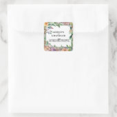 Whimsical Pastel Waterverf Wildflower Wedding Vierkante Sticker (Tas)