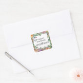 Whimsical Pastel Waterverf Wildflower Wedding Vierkante Sticker (Envelop)