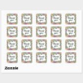 Whimsical Pastel Waterverf Wildflower Wedding Vierkante Sticker (Vel)