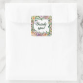 Whimsical Pastel Waterverf Wildflower Wedding Vierkante Sticker (Tas)