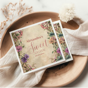 Whimsical Pastel Wildebloem Sweet 16 Servet