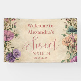 Whimsical Pastel Wildebloem Sweet 16 Spandoek