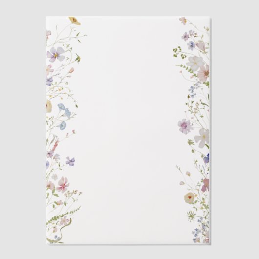 Whimsical Pastel Wildflower Border Wedding Vellum Uitnodigingen (Voorkant)