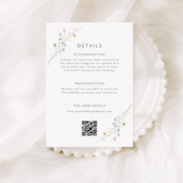 Whimsical Pastel Wildflower bruiloft details Informatiekaartje