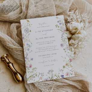Whimsical Pastel Wildflower bruiloft Kaart