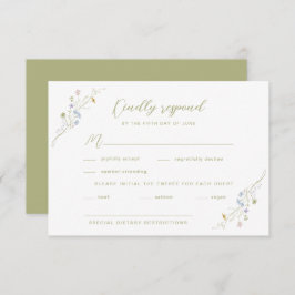 Whimsical Pastel Wildflower bruiloft RSVP Kaartje