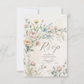 Whimsical Pastel Wildflower bruiloft RSVP Kaartje (Voorkant)